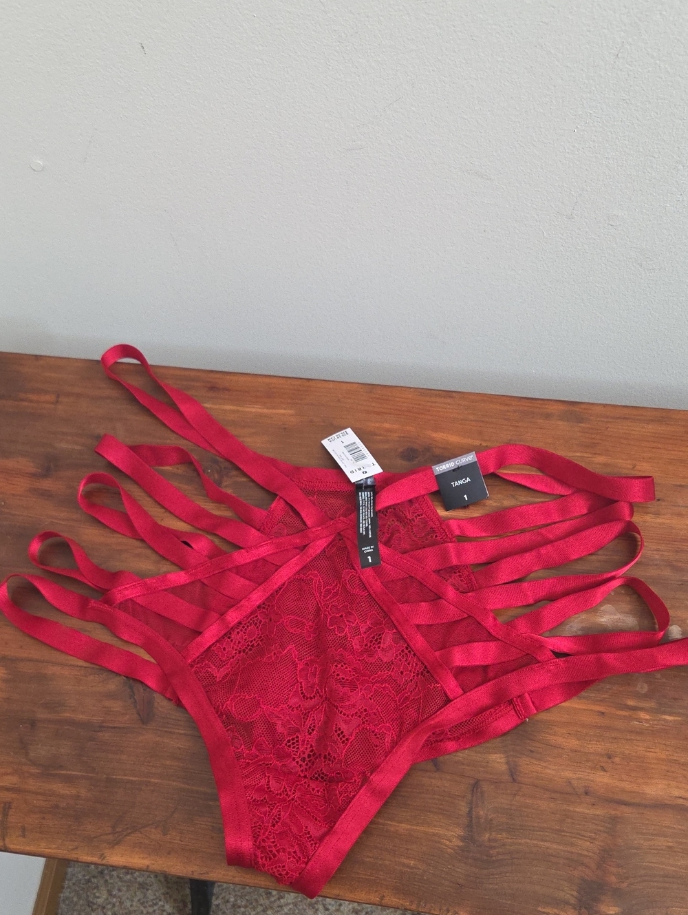 Red Strappy Lace Thong Panty - Women Intimates